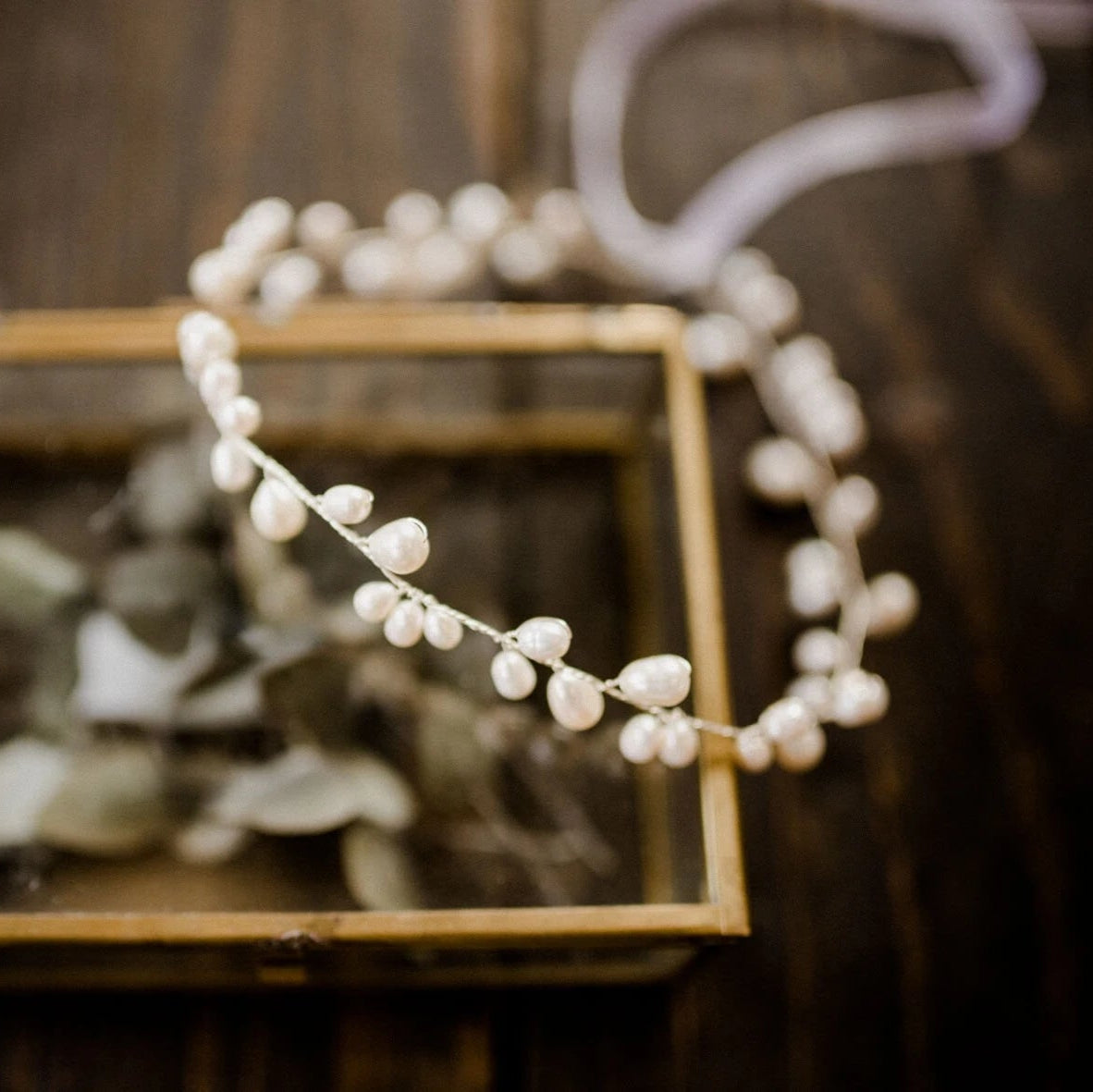 Boho Vintage Wedding Brauthaarschmuck mit Süßwasserperlen Silber