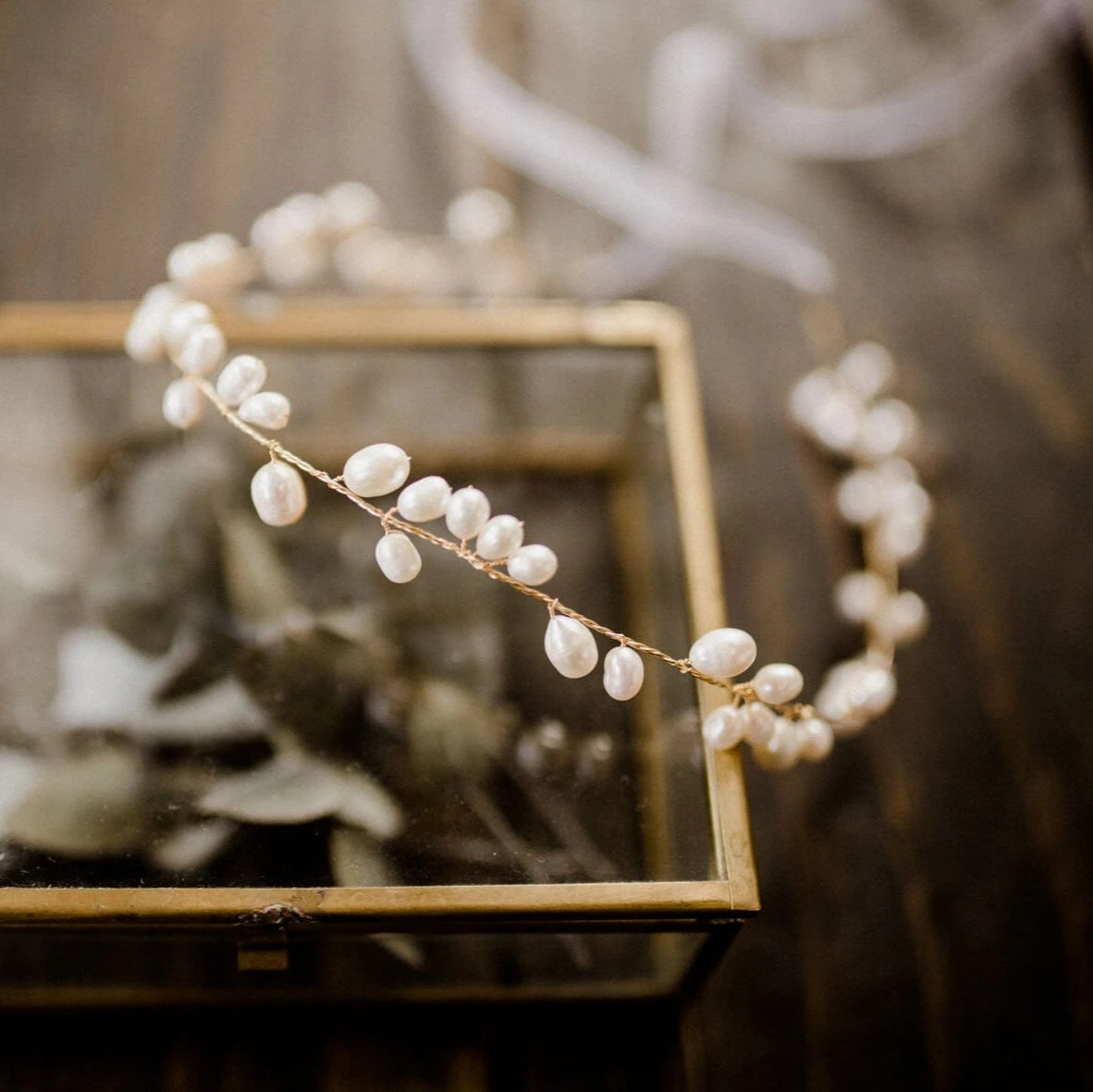 Brauthaarschmuck mit Süßwasserperlen Boho Vintage Wedding Headpiece