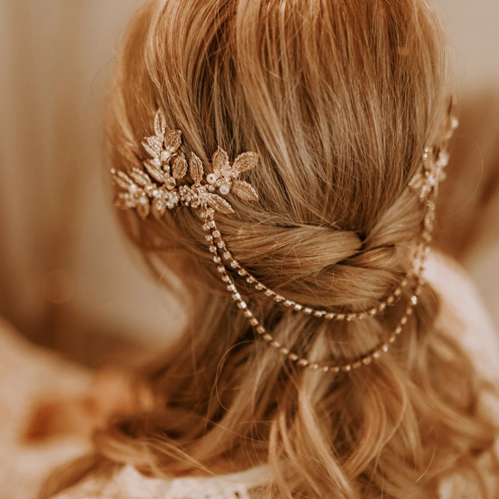 Boho Kopfschmuck Gold mit Blättern