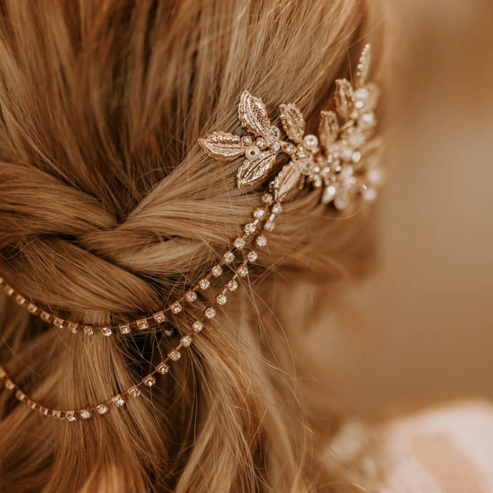 Blatt Kopfschmuck mit Kette Braut